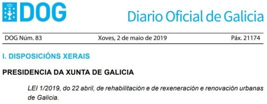 Publicacion Lei Rehabilitacion Galicia