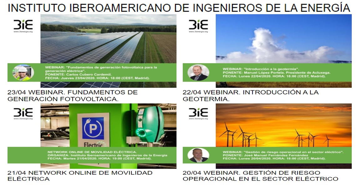 Webinars gratuítos del Instituto Iberoamericano de Ingenieros de la Energía