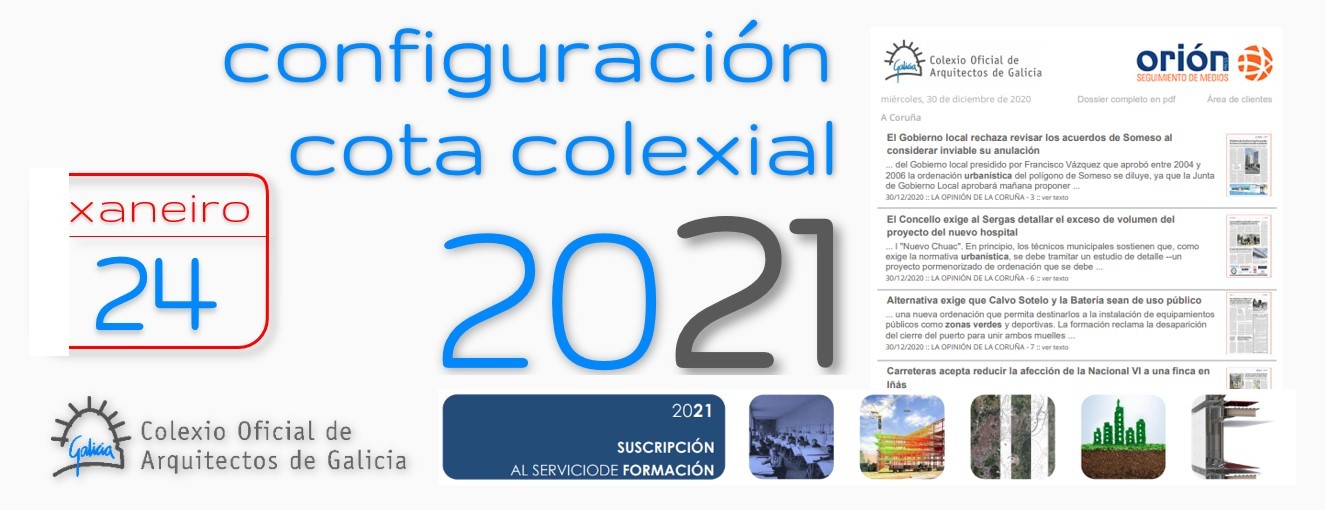 Últimos días para a configuración da cota de colexiación para o ano 2021