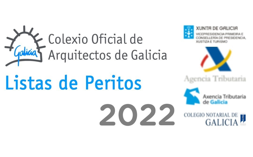Listas de peritos do Colexio Oficial de Arquitectos de Galicia para o ano 2022