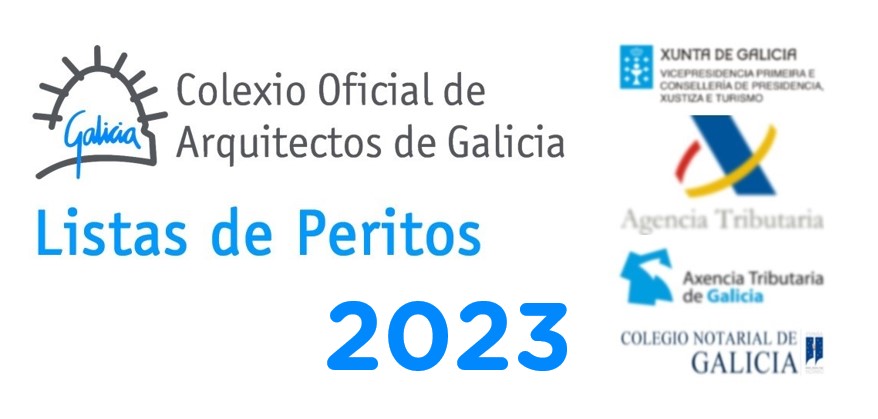 Listas de peritos do Colexio Oficial de Arquitectos de Galicia para o ano 2023