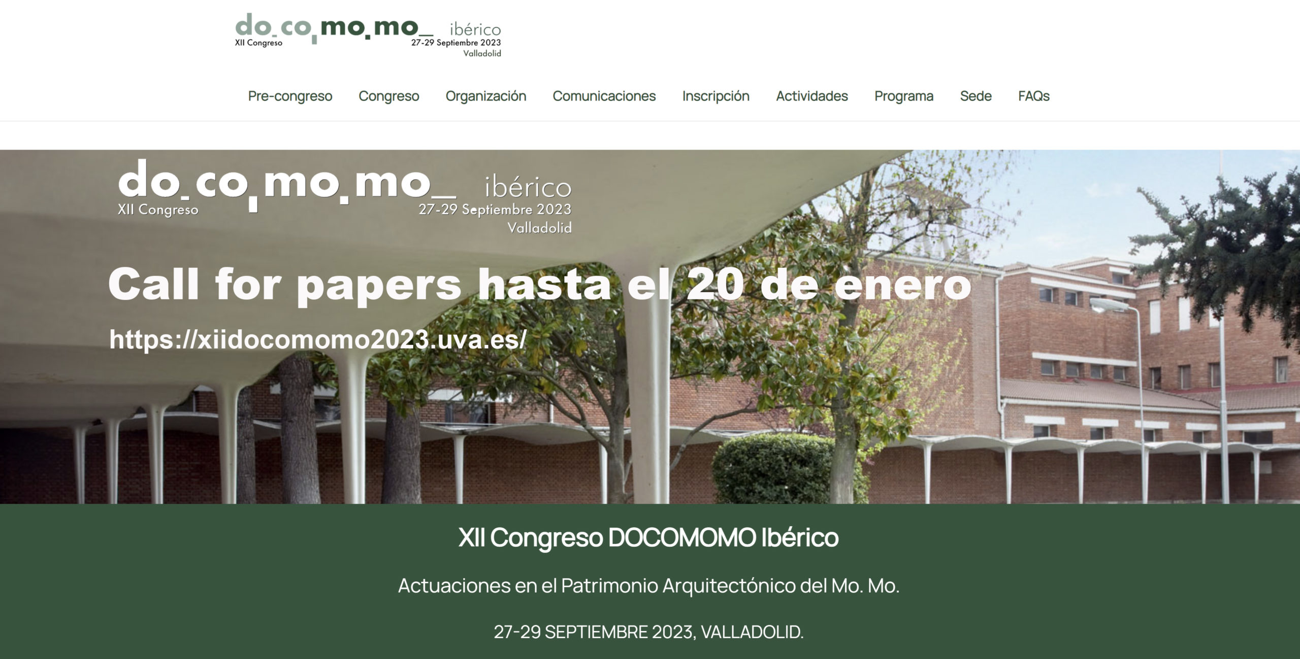 Llamada a comunicaciones del XII Congreso DOCOMOMO Ibérico
