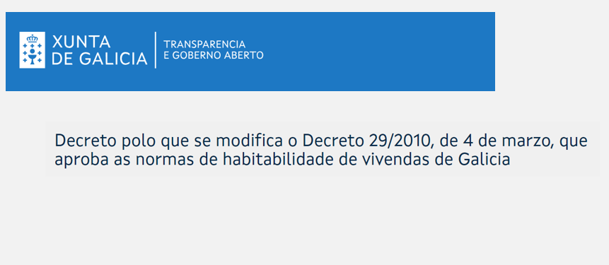 Consulta pública previa por la modificación del Decreto de las normas de habitabilidad de vivendas de Galicia