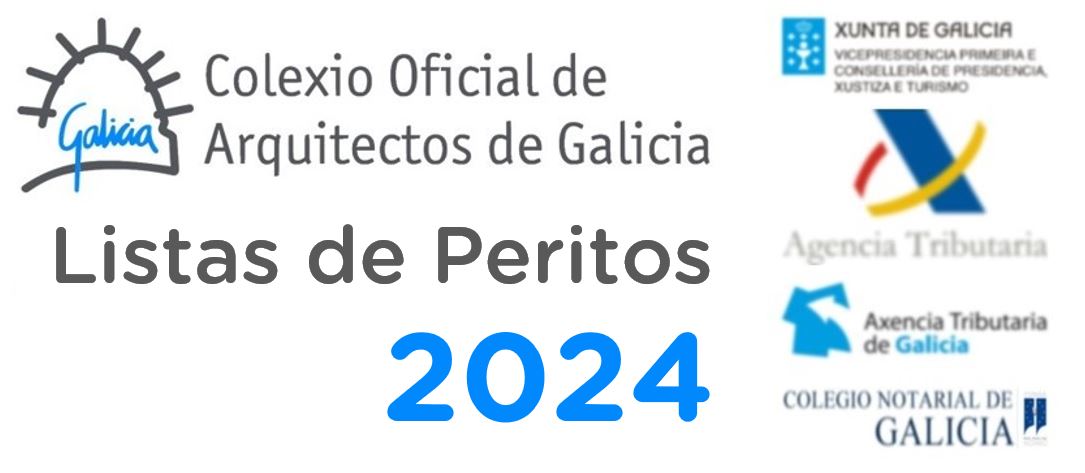 Listas de peritos do Colexio Oficial de Arquitectos de Galicia para o ano 2024