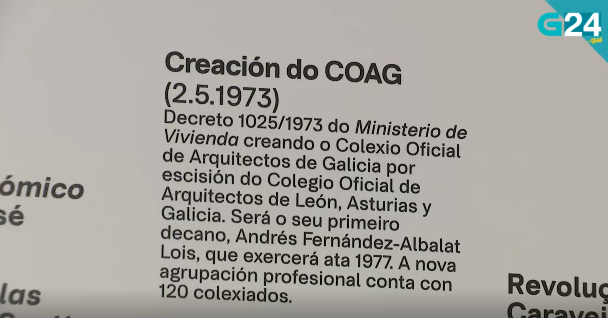Reportaje en la TVG sobre los 50 años del Colexio Oficial de Arquitectos de Galicia