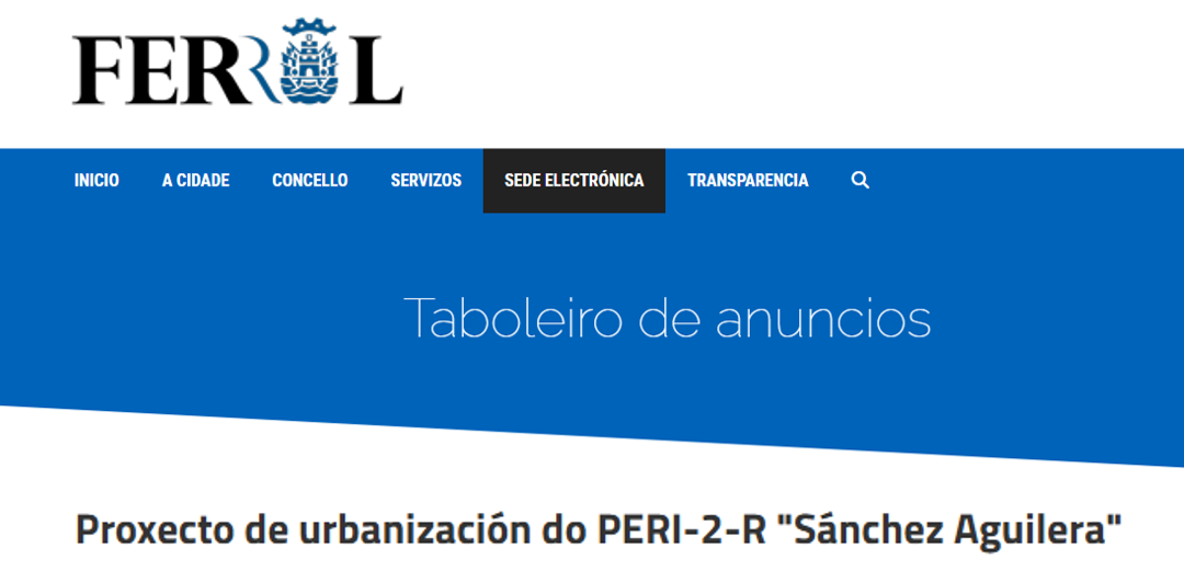 Exposición pública Aprobación Inicial del Proyecto de Urbanización del PERI-2-R Sánchez Aguilera. Convocatoria de reunión de trabajo y envío de sugestiones y aportaciones