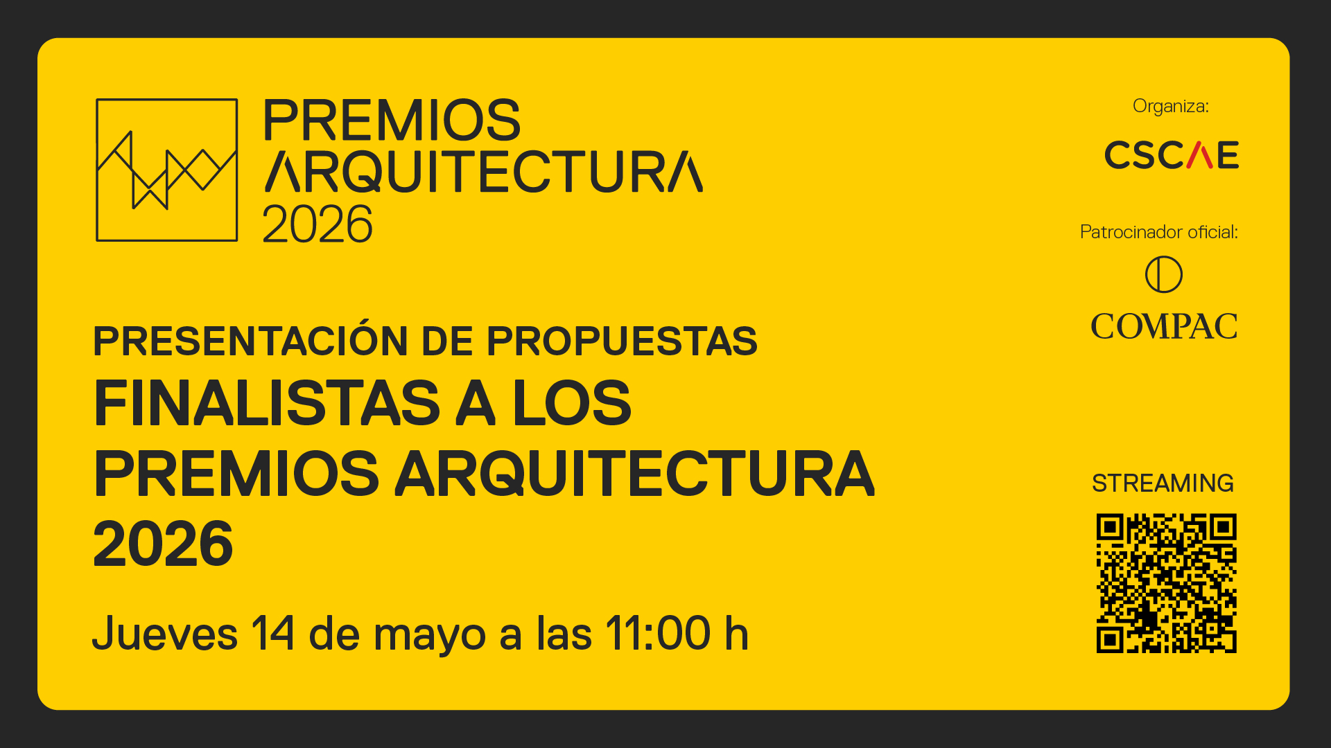 Presentación de las propuestas FINALISTAS a los Premios ARQUITECTURA 2026