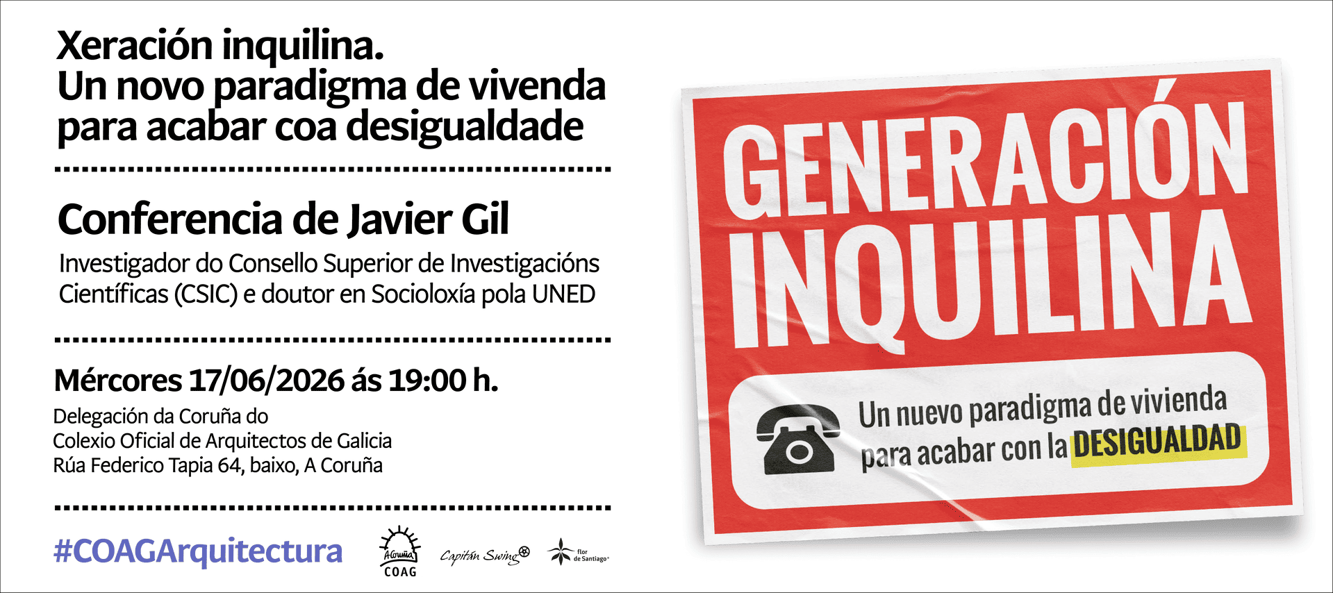 Conferencia de Javier Gil. Xeración inquilina. Un novo paradigma de vivenda para acabar coa desigualdade